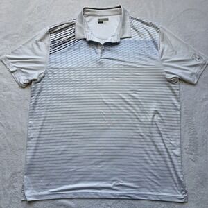 PGA TOUR Pro Series Men's XXL White Gray Striped Moisture Wicking Golf Polo